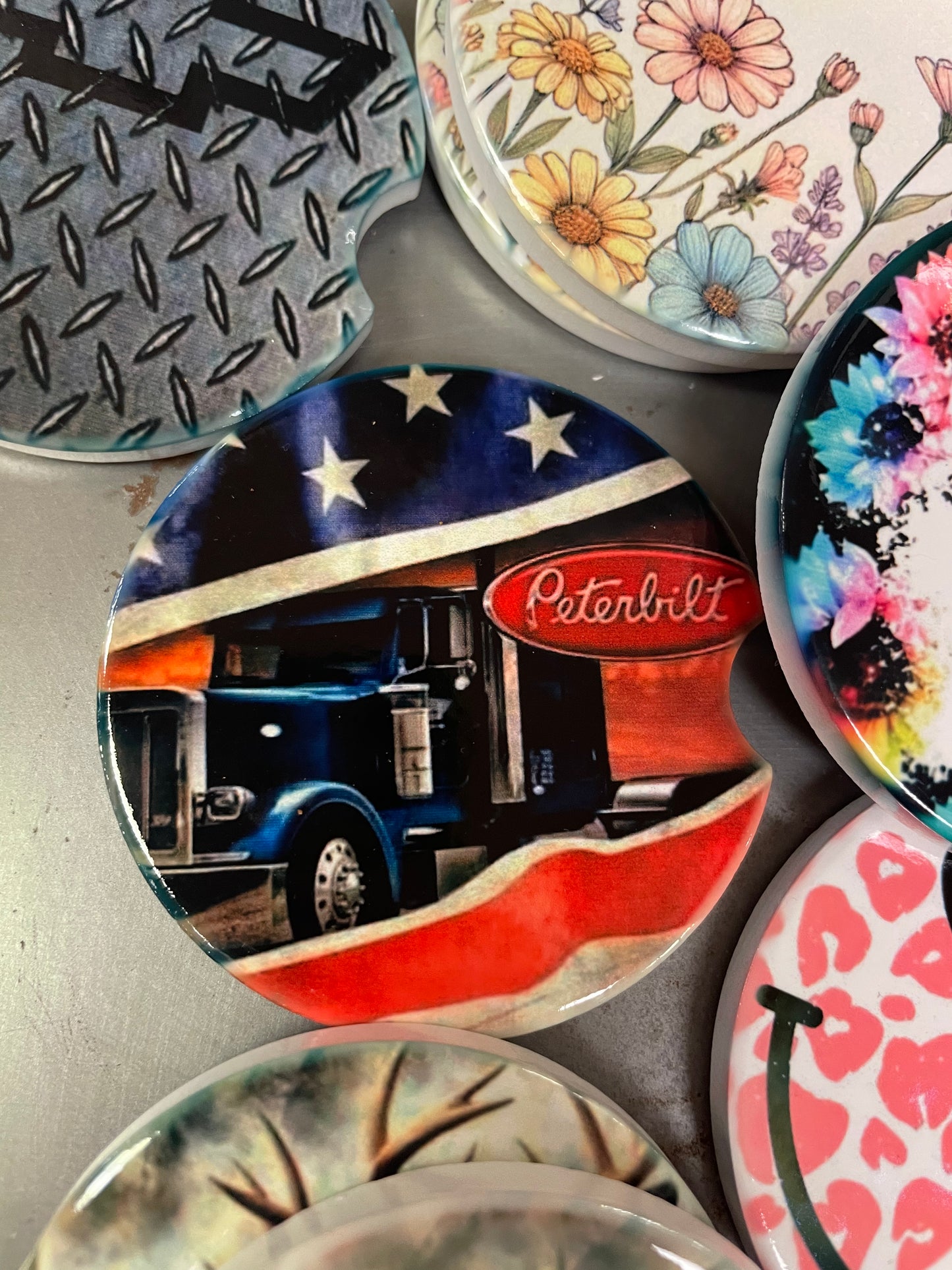 American Flag Peterbilt Car Coaster