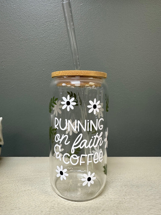 Running on Faith and Coffee Glass Cup